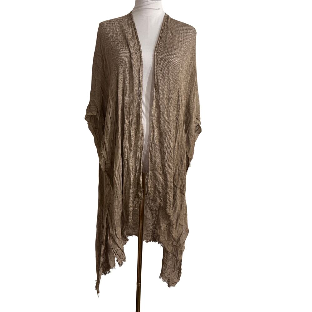 Free People Day Dream Long Kimono Brown Open Knit Duster Cardigan Boho OS - Picture 3 of 10